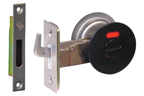 A-100 チューブラ引戸鎌錠 マットブラック 表示錠 (バックセット38mm)