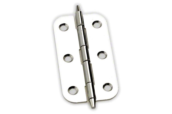 鉄ロング蝶番 隅丸 ニッケル (ビス無)